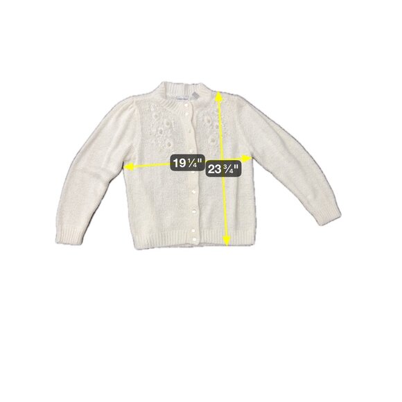 Vintage Cristina Ivory Knit Cardigan With Floral Embroidery and Pearl Accents SZ - Picture 7 of 8